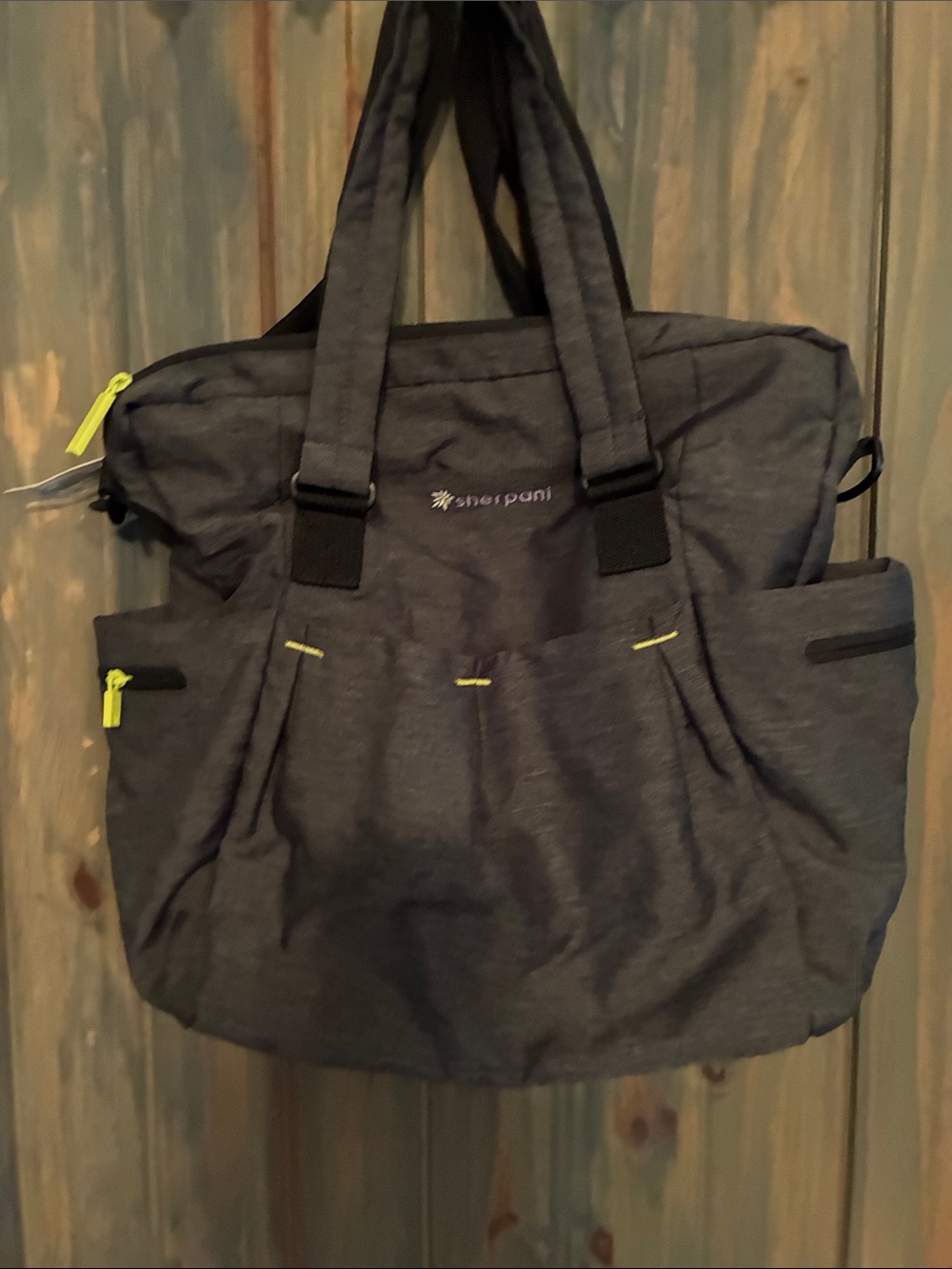 Sherpani Charcoal Duffel with Lime Accent Zippers
